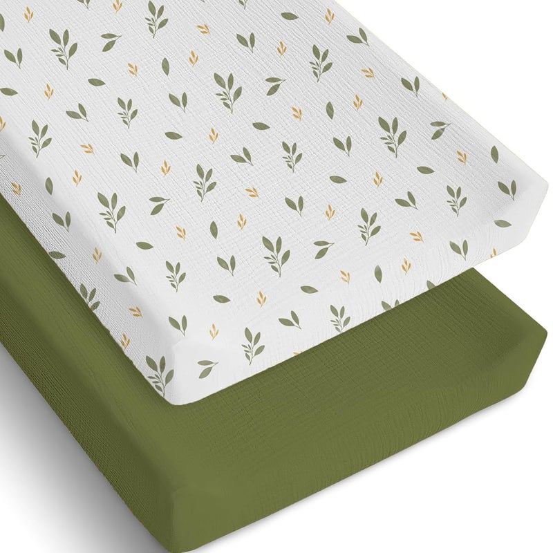 MiFlor Mi Flor 2 Pack Muslin Changing Pad Cover 16x32x5 inches – Ultra Soft CPC Certified Baby Changing Table Cover with Elastic Corners, 360° Fit, Lightweight, Breathable, Fits Most Changing Pads - Image 1